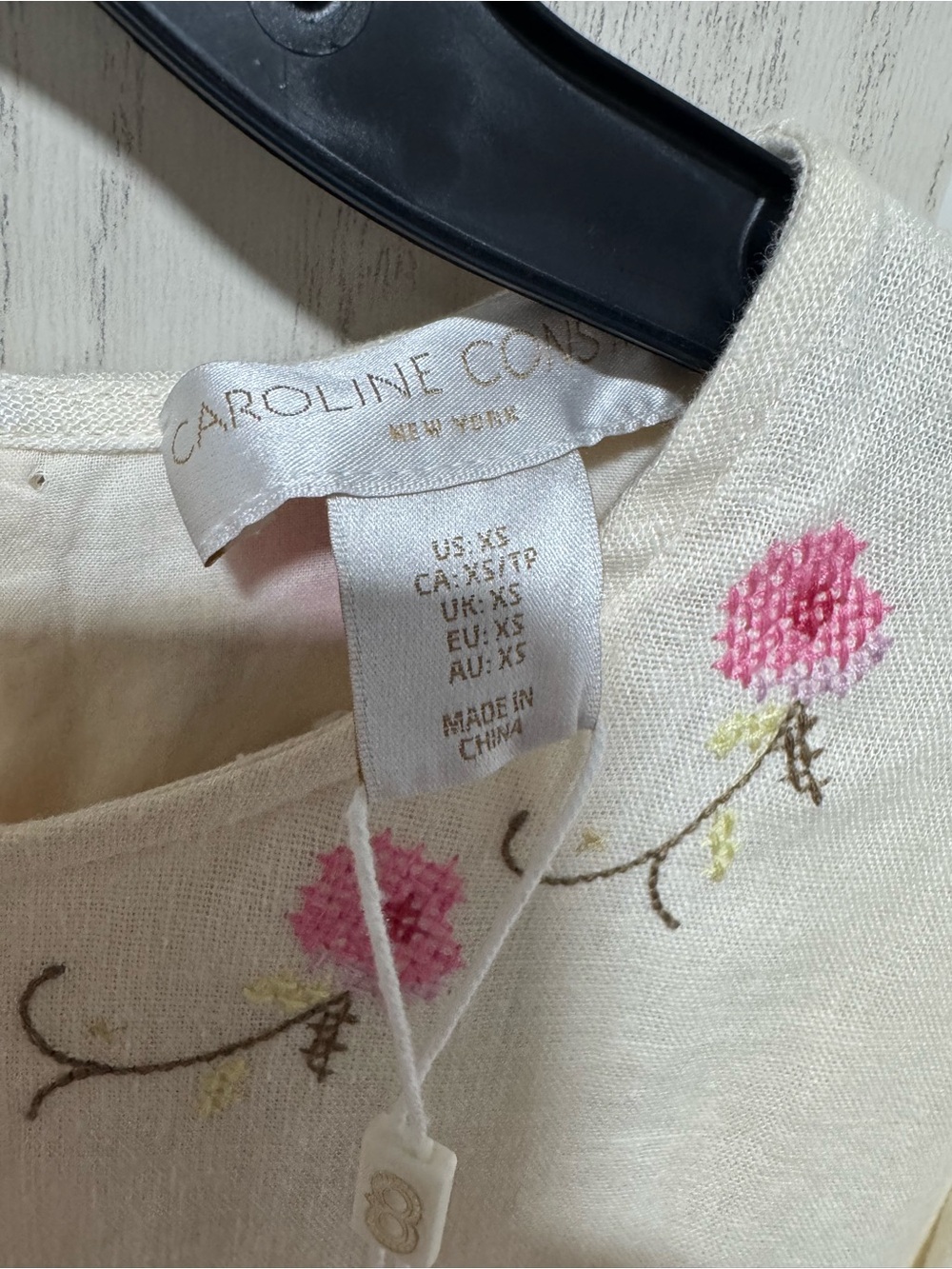 Caroline Constas Floral Embroidered Babydoll Dress Cream Pink XS NWT $405 - Picture 10 of 11